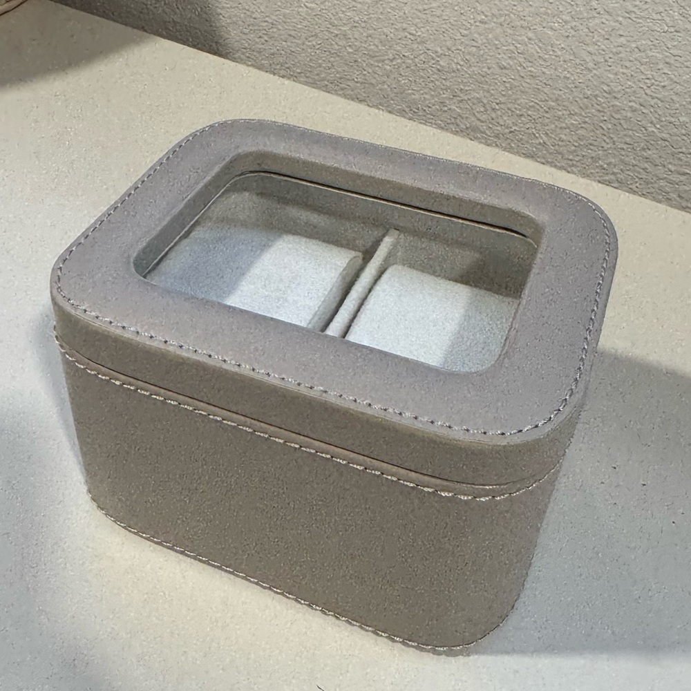 Pottery Barn Leather Watch Box with Glass Lid